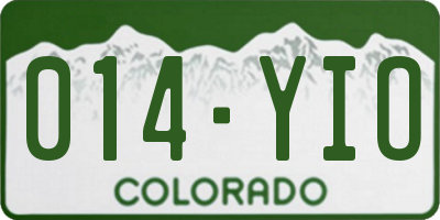 CO license plate 014YIO