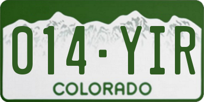 CO license plate 014YIR
