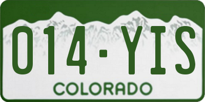 CO license plate 014YIS