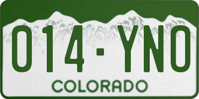 CO license plate 014YNO