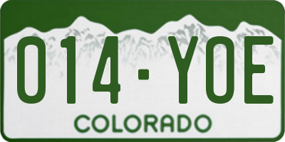 CO license plate 014YOE