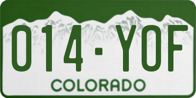 CO license plate 014YOF