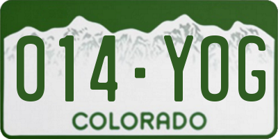 CO license plate 014YOG