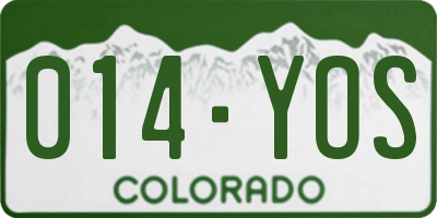 CO license plate 014YOS