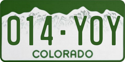 CO license plate 014YOY