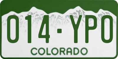 CO license plate 014YPO