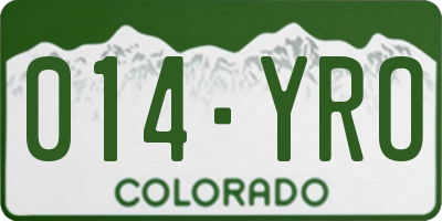 CO license plate 014YRO