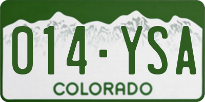 CO license plate 014YSA