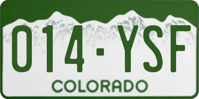 CO license plate 014YSF