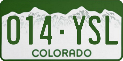 CO license plate 014YSL