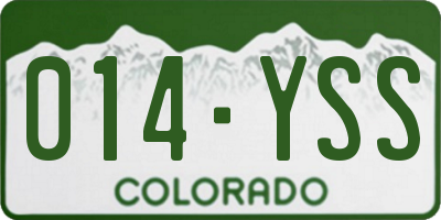 CO license plate 014YSS