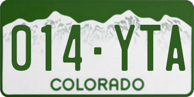 CO license plate 014YTA