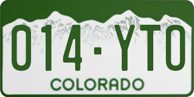 CO license plate 014YTO
