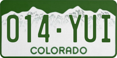 CO license plate 014YUI