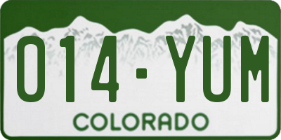 CO license plate 014YUM