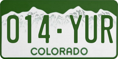CO license plate 014YUR