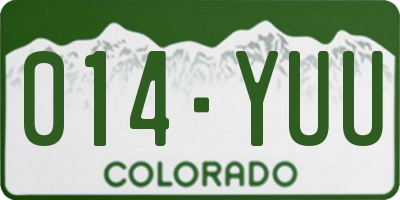 CO license plate 014YUU