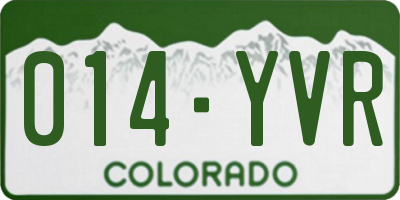 CO license plate 014YVR