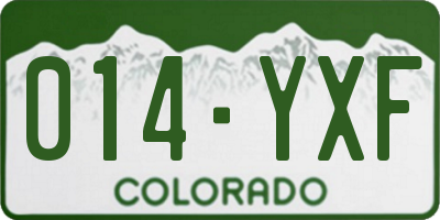 CO license plate 014YXF