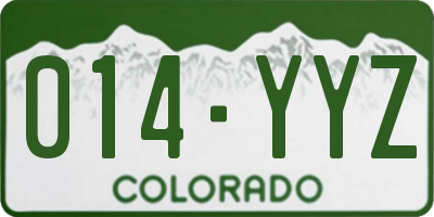 CO license plate 014YYZ