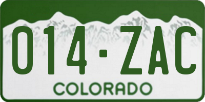 CO license plate 014ZAC