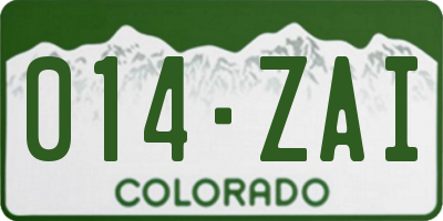 CO license plate 014ZAI
