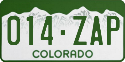 CO license plate 014ZAP