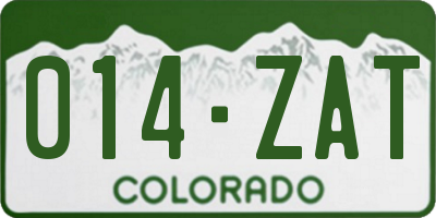 CO license plate 014ZAT