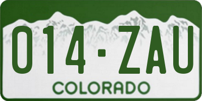 CO license plate 014ZAU