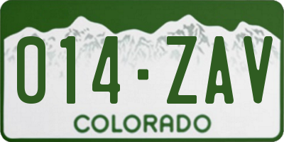 CO license plate 014ZAV