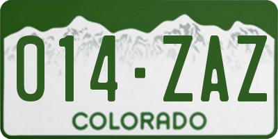 CO license plate 014ZAZ