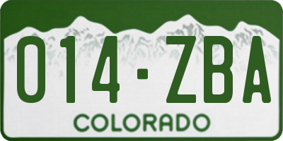 CO license plate 014ZBA