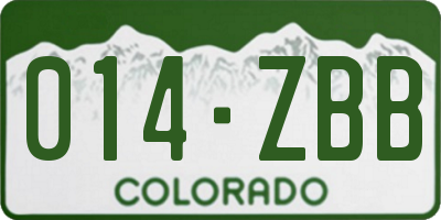 CO license plate 014ZBB