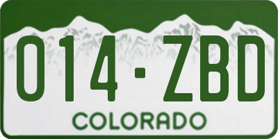 CO license plate 014ZBD