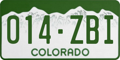CO license plate 014ZBI