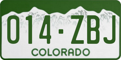 CO license plate 014ZBJ