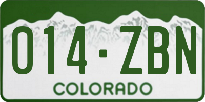 CO license plate 014ZBN