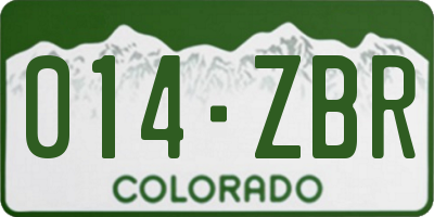 CO license plate 014ZBR