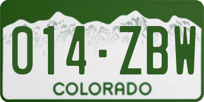 CO license plate 014ZBW