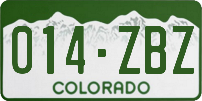 CO license plate 014ZBZ