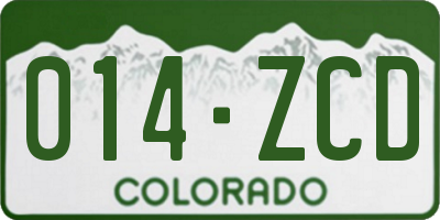 CO license plate 014ZCD