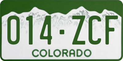 CO license plate 014ZCF