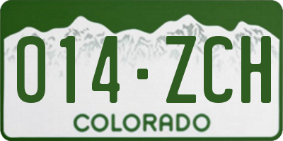 CO license plate 014ZCH