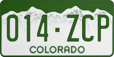 CO license plate 014ZCP
