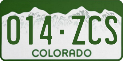 CO license plate 014ZCS
