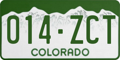 CO license plate 014ZCT