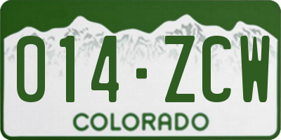 CO license plate 014ZCW