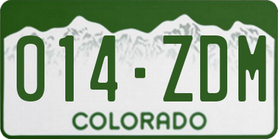 CO license plate 014ZDM