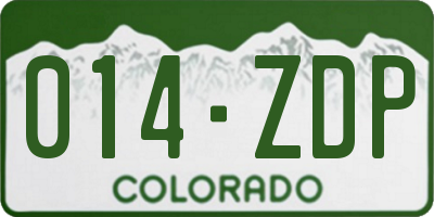 CO license plate 014ZDP