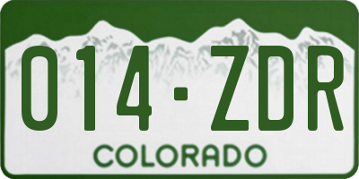 CO license plate 014ZDR